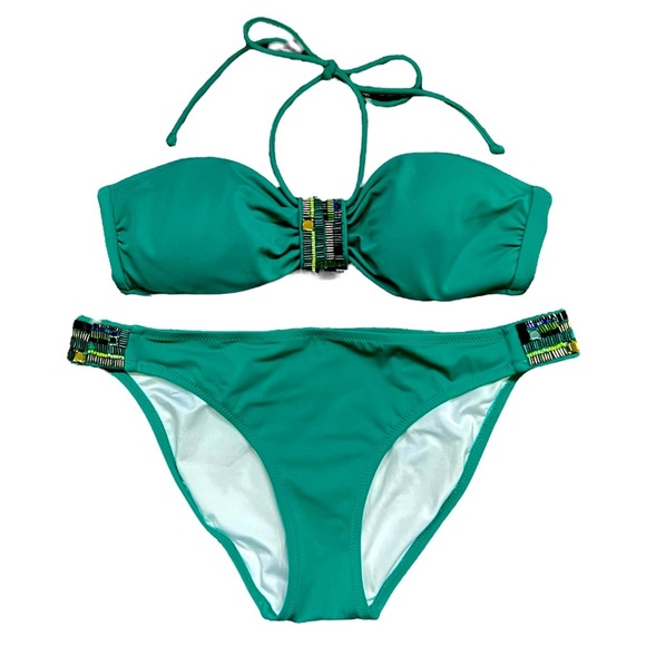 Victoria's Secret Other - Victoria’s Secret emerald green jeweled bikini size M